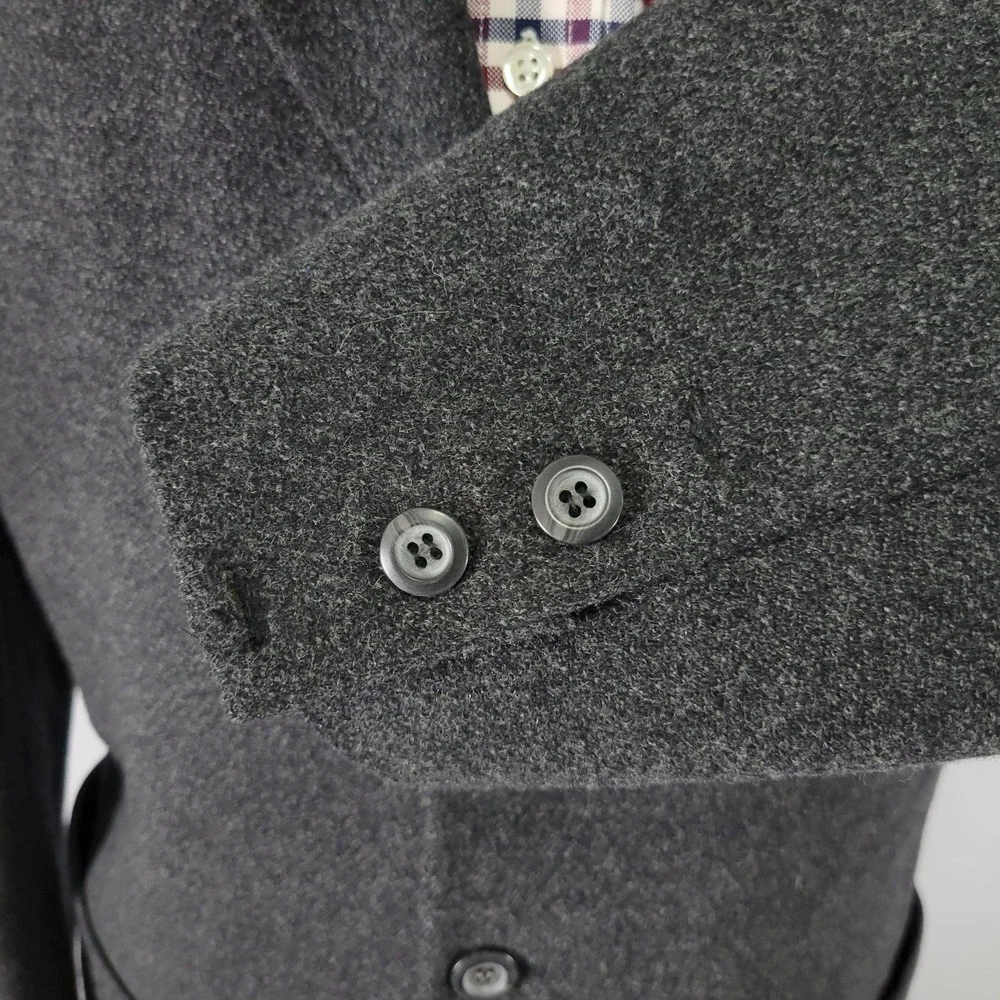 Jones New York Men's Sport‎ Coat Blazer Three Button Gray Flannel Poly Wool 42R
